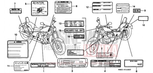 CAUTION LABEL VT600CT de 1996